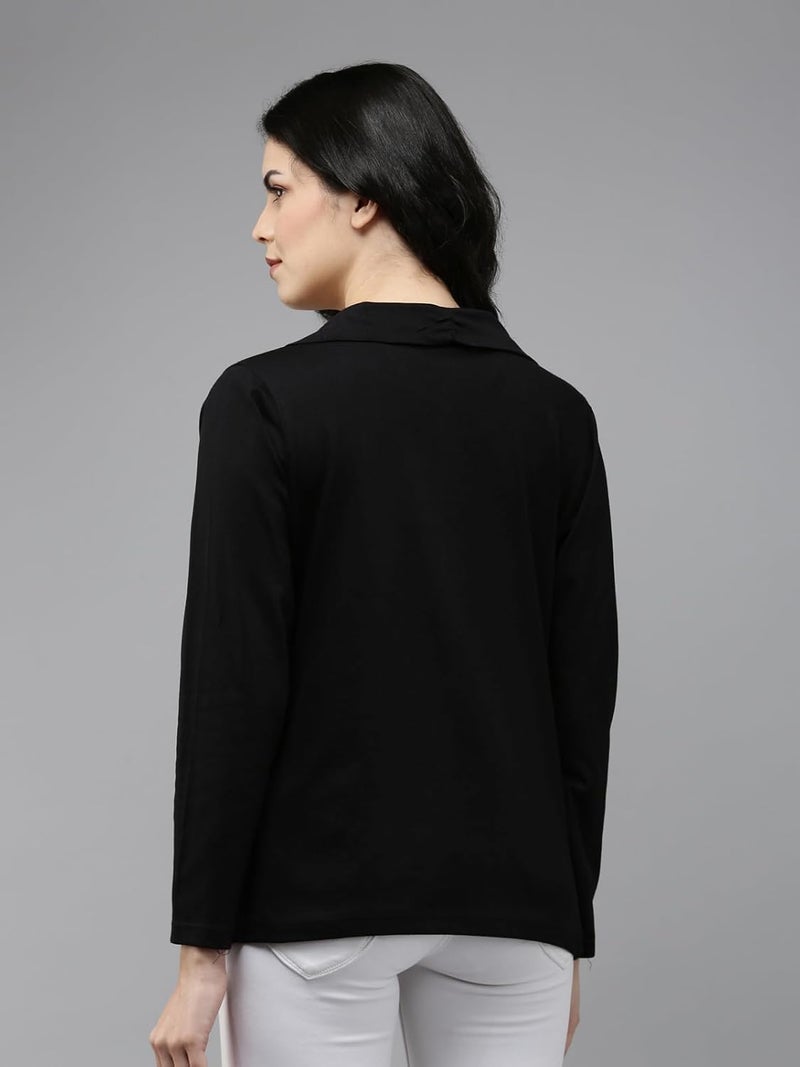 KRYPTIC Women’s Regular Length Cotton Shrug with Side Pockets | Soft Lightweight Knitted Fabric, Open Front Long Sleeve Layer for Stylish Everyday Wear, Casual Outfits & Travel - Image 5